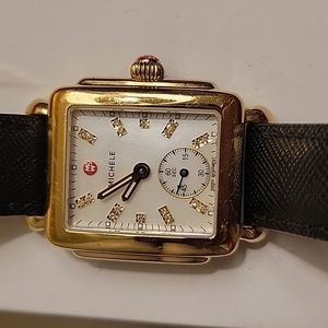 MICHELE Deco 16 Gold Diamond Watch